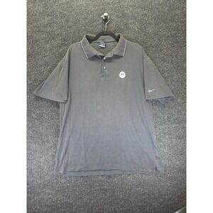 Nike Golf Polo Shirt Mens XXL Black Motorola Embroidered Logo Cotton Casual Golf